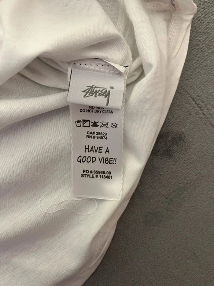 T-shirt Stussy White Crewneck Big Logo Back Pink – Taille L - photo numéro 6