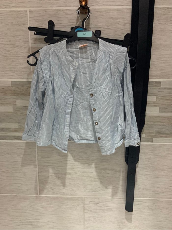Chemises à manches longues fille bleu ciel pailette