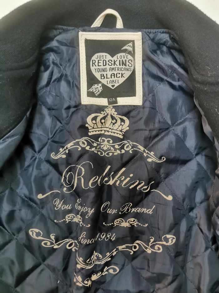 Veste teddy américaine laine et manche en vrai cuir - photo numéro 3