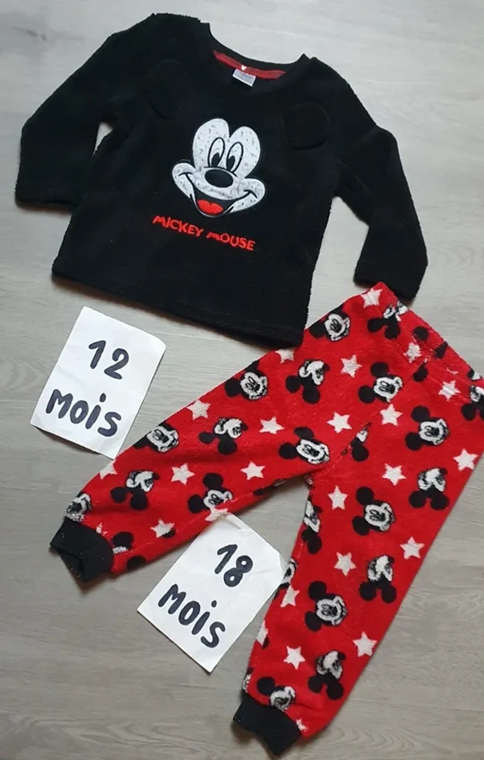 Pyjama polaire mickey garçon 12/18mois 2 pièces - photo numéro 2