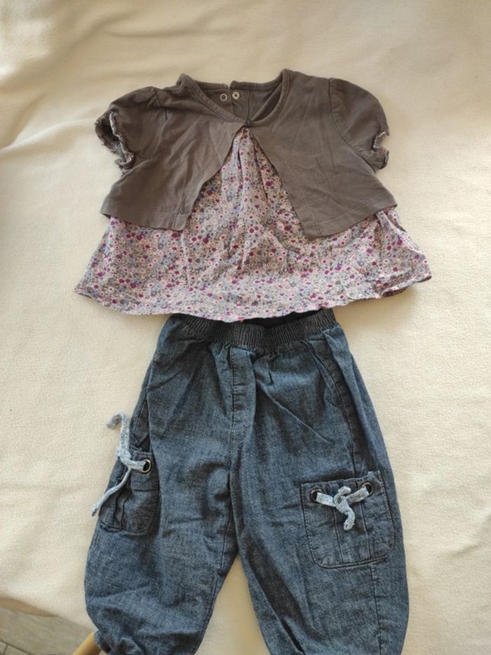 Ensemble fille jean et t-shirt 12 mois