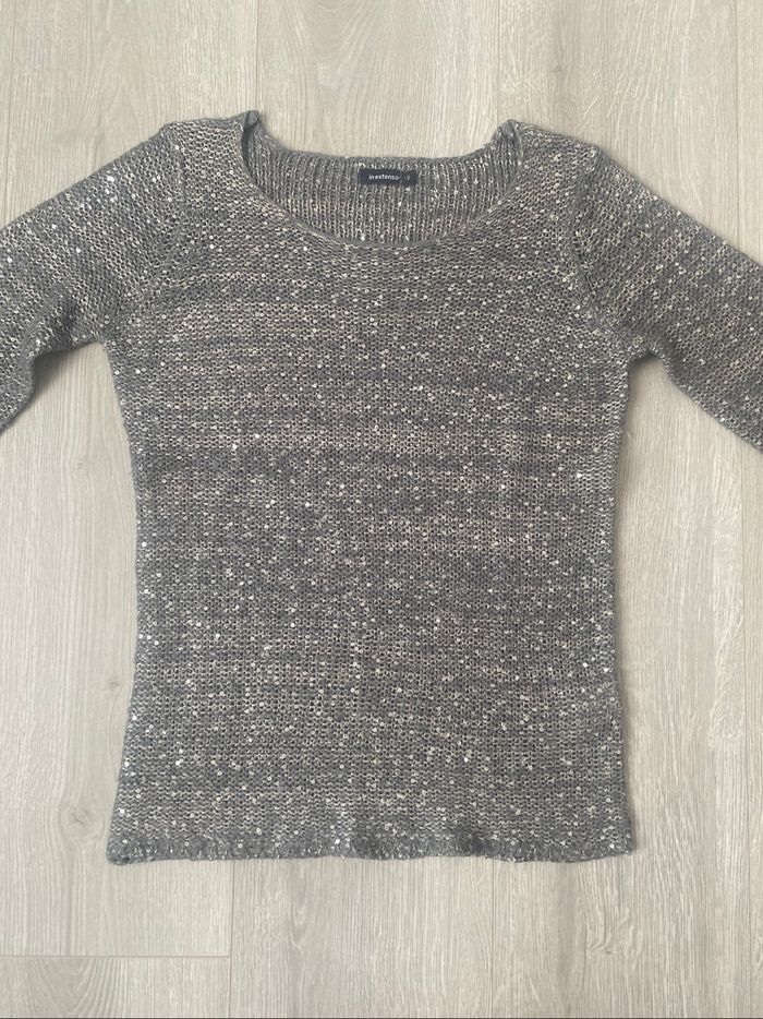 Pull gris pailleté – Taille S 🌟 - photo numéro 2