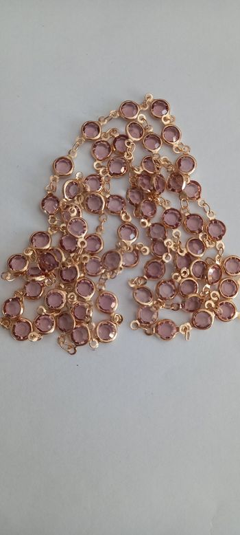 Collier long doré inoxydable cristal champagne