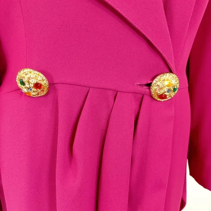 Robe blazer fuchsia à boutons bijoux dorés Vintage Élégante tendance - taille 42 estimée A668 - photo numéro 8