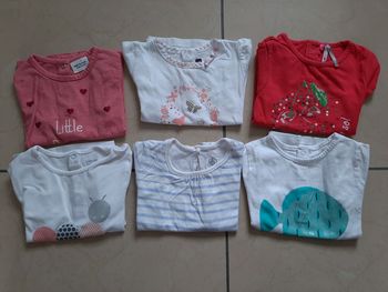 Lot de 6 tee shirts fille 12 mois