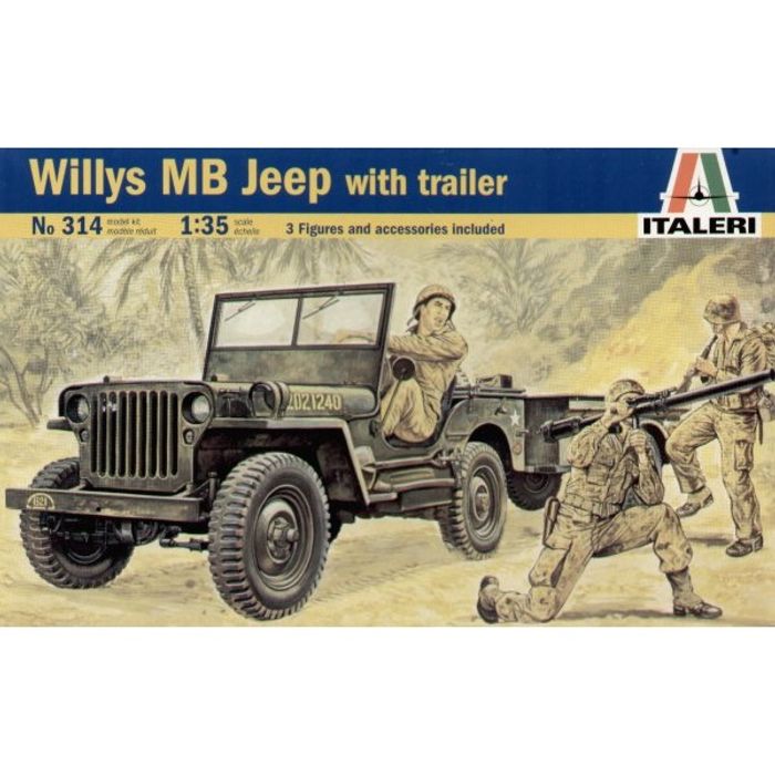 Italeri 314 véhicule Willys MB Jeep with Trailer Australian Forces 1/35