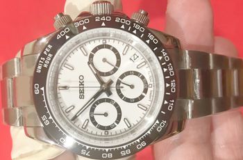 ✅NeUF MAGNIFIQUE MONTRE MARQUE SElKO CHRONOGRAPH BLANC DAYT0NA 40MM VERRE SAPHIR MOUVEMENT SElKO MEC