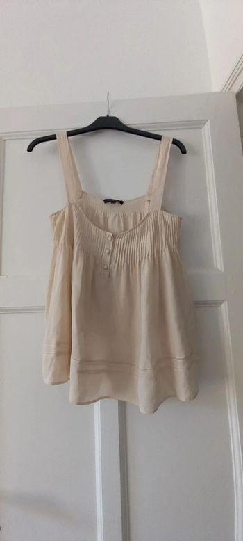 Top à bretelles en soie Tara Jarmon beige crème M-L