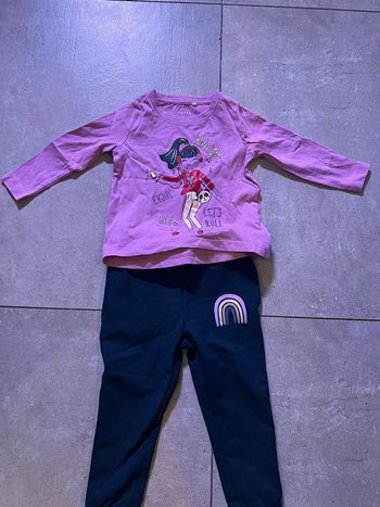 Ensemble jogging marine + tee shirt rose violet Name It 9-12mois 80cm