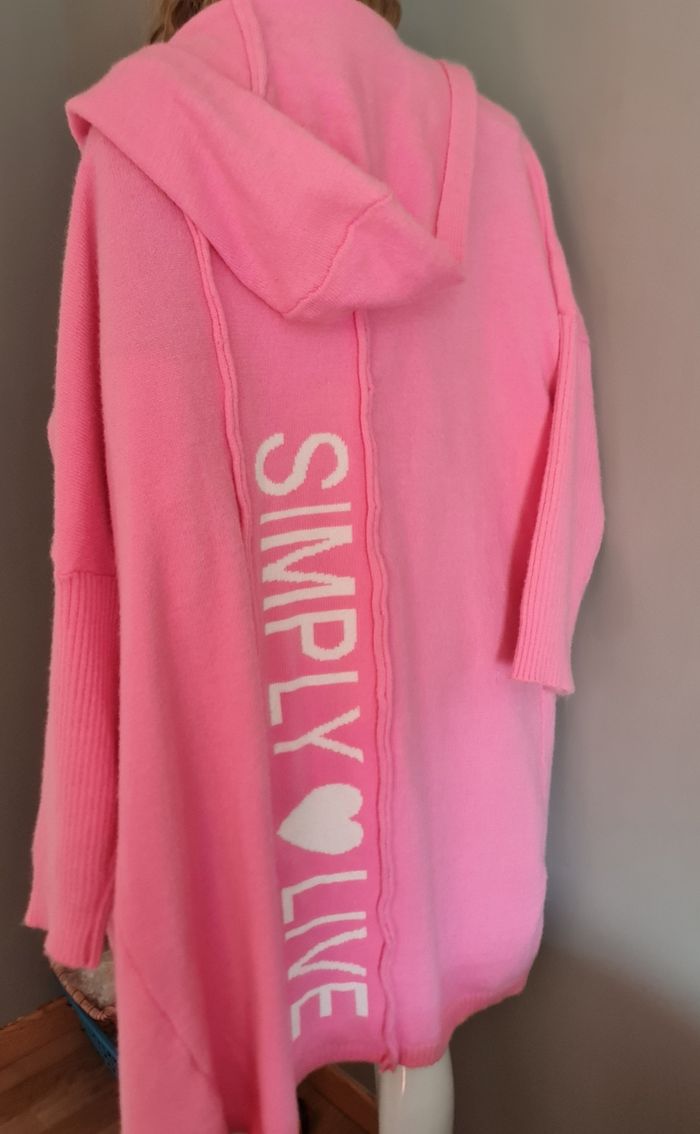 Long gilet maille oversize rose neuf - photo numéro 7