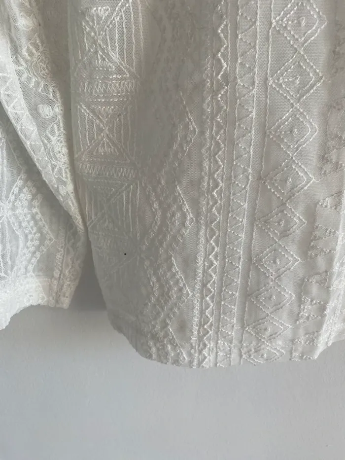 Haut manche longue avec broderie kiabi blanc transparent - photo numéro 4