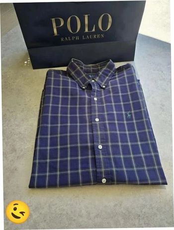 Chemise Ralph Lauren manche longue Taille L bleu marine Homme Men CHE17