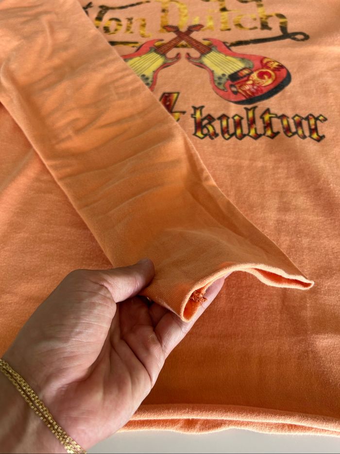 Tee Shirt Manches Longues, Orange, Rock : Von Dutch, Taille : M - photo numéro 5