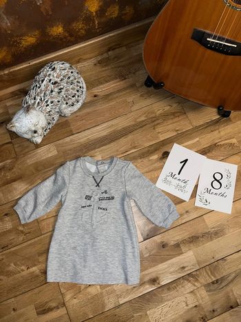 Jolie robe sweat grise motifs marins ikks très bon état 80cm/18mois