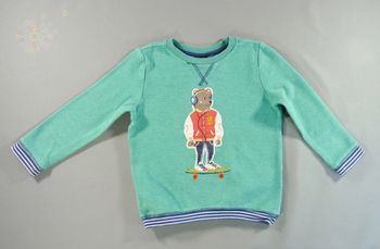 Pull sweat molleton fin vert rouge bleu ours skate Sergent Major 5 ans 110 cm garçon