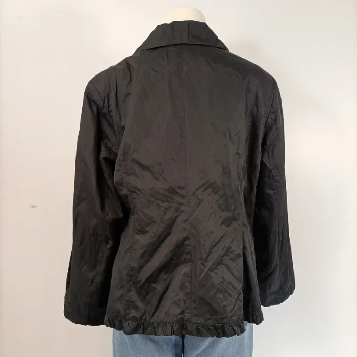 Veste créateur à volant - col et couture volants - Noir argenté Taille 44 A106 - photo numéro 4