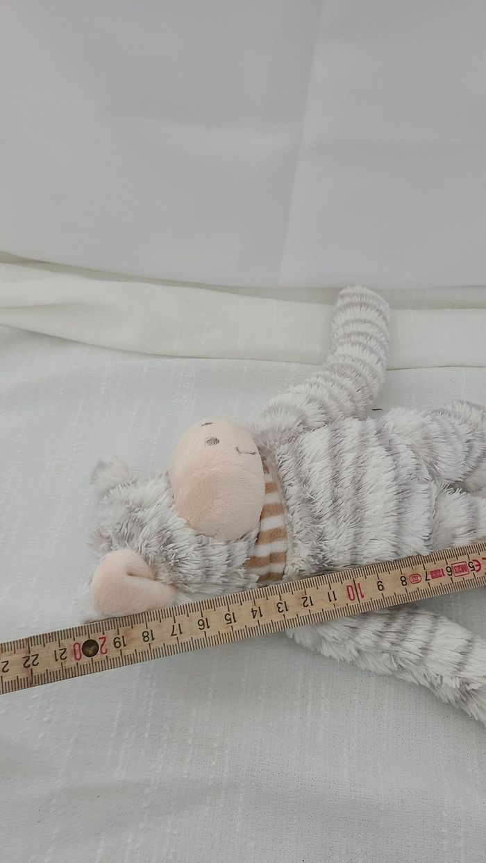 Doudou peluche ane zèbre blanc gris CASA - photo numéro 5