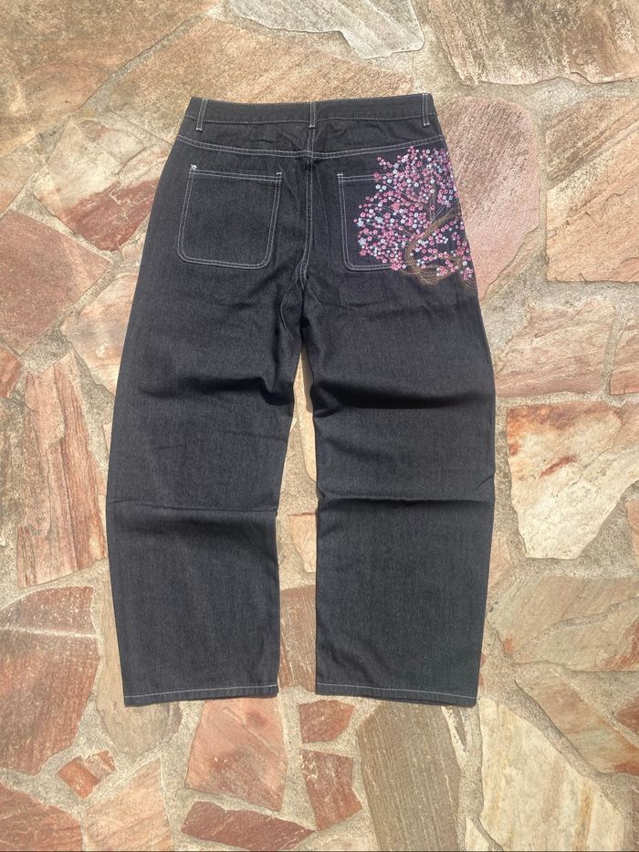 Jean Noir Ample Y2K Vintage Fleurs Roses de cerisiers Taille M et L dispo !