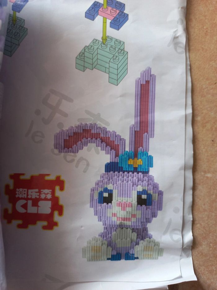 Construction figurine lapin violet bricks blocks mini micro - photo numéro 2