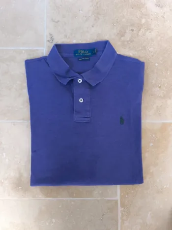 Polo Ralph Lauren homme Pima soft touch L violet logo vert/gris excellent état