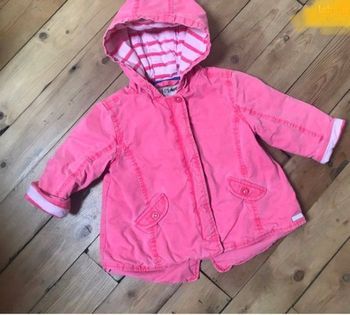 Superbe parka rose lumineux et marin 18 mois Kimbaloo