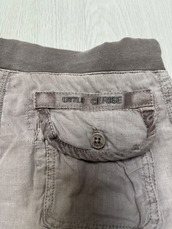Short en toile léger gris, marron Little cerise, huit ans - photo numéro 3