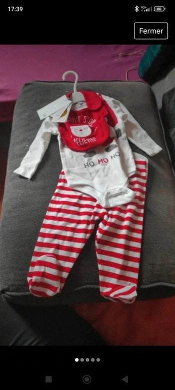 Ensemble 3 pièces pyjama bébé noël ovs