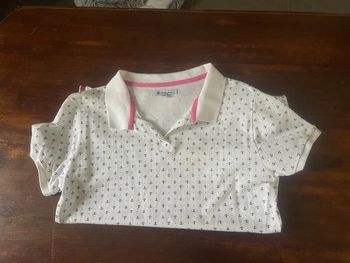 Polo, blanc et rose , motif ancrés , taille M