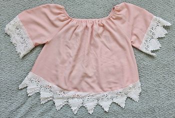 Top bohème rose poudré & dentelle - Taille 12 ans / XS