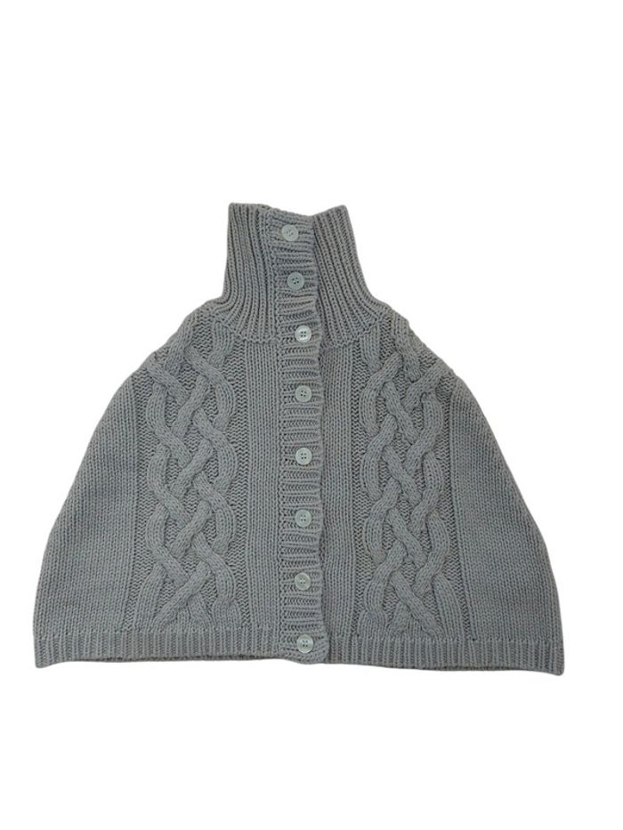 Gilet à boutons poncho en laine gris col roulé fille 6 ans - photo numéro 3