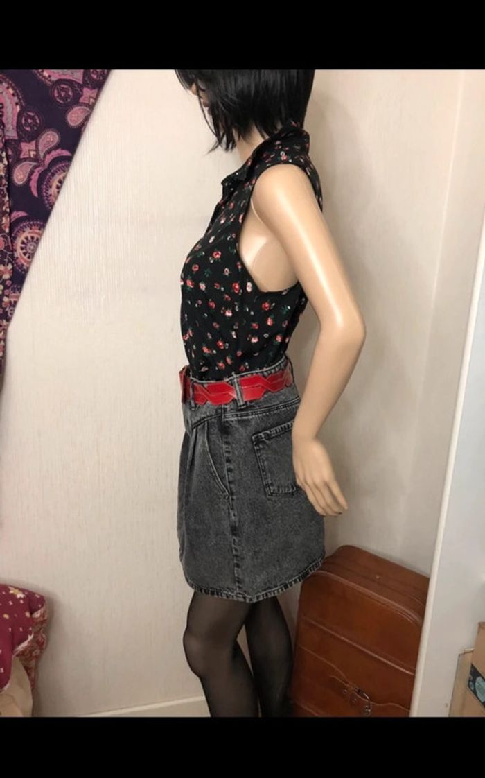 🖤🌹 Aesthetic Y2K pop rock rockabilly outfit set ,lot tenue jupe et chemise sans manches🌹🖤 - photo numéro 13