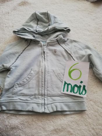 Pull à capuche bleu ciel garçon obaibi 6 mois