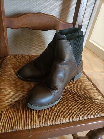 Bottines marron et noir strech