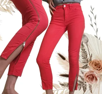 Jean rouge orangé Sandro taille 34 fermeture éclair à chaque jambes