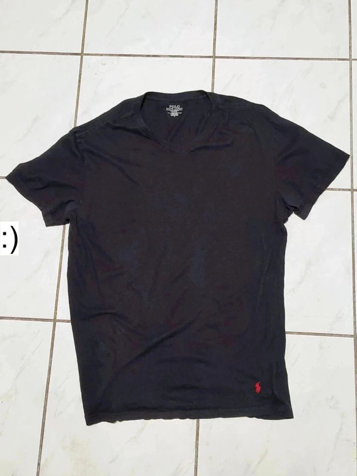 T-shirt noir col V – Polo Ralph Lauren – Style Y2K vintage - photo numéro 6