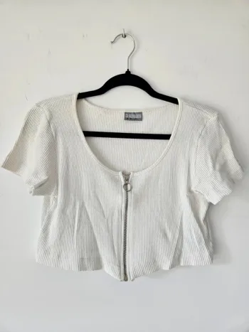 Crop top blanc zippé 3 Suisse taille 38 / M