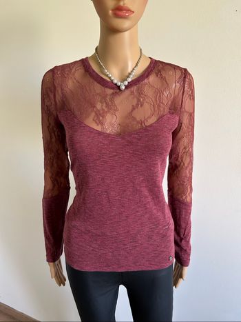 Haut bordeaux avec dentelle LPB Woman taille M bon état
