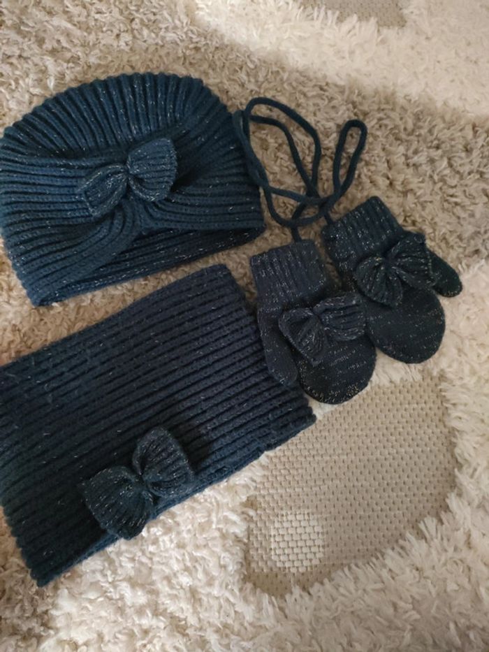 Ensemble bonnet écharpe gants fille - photo numéro 2