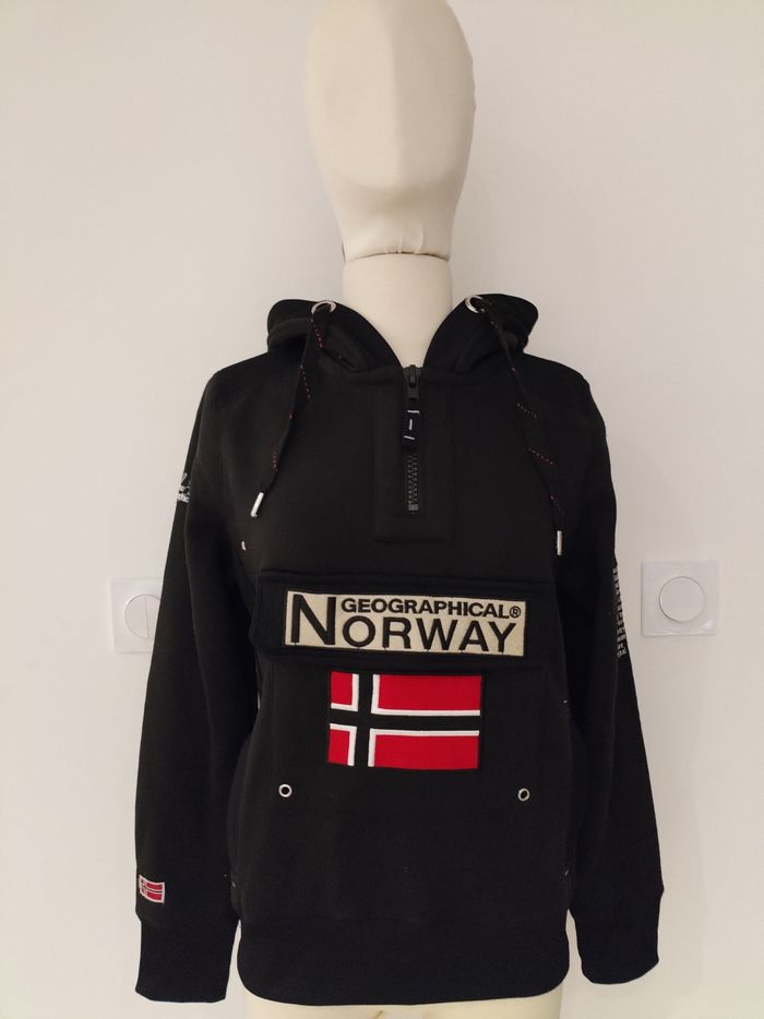 SWEAT POLAIRE NOIR FEMME LOGO AUTHENTIQUE GEOGRAPHICAL NORWAY TAILLE 38 NEUF - photo numéro 2