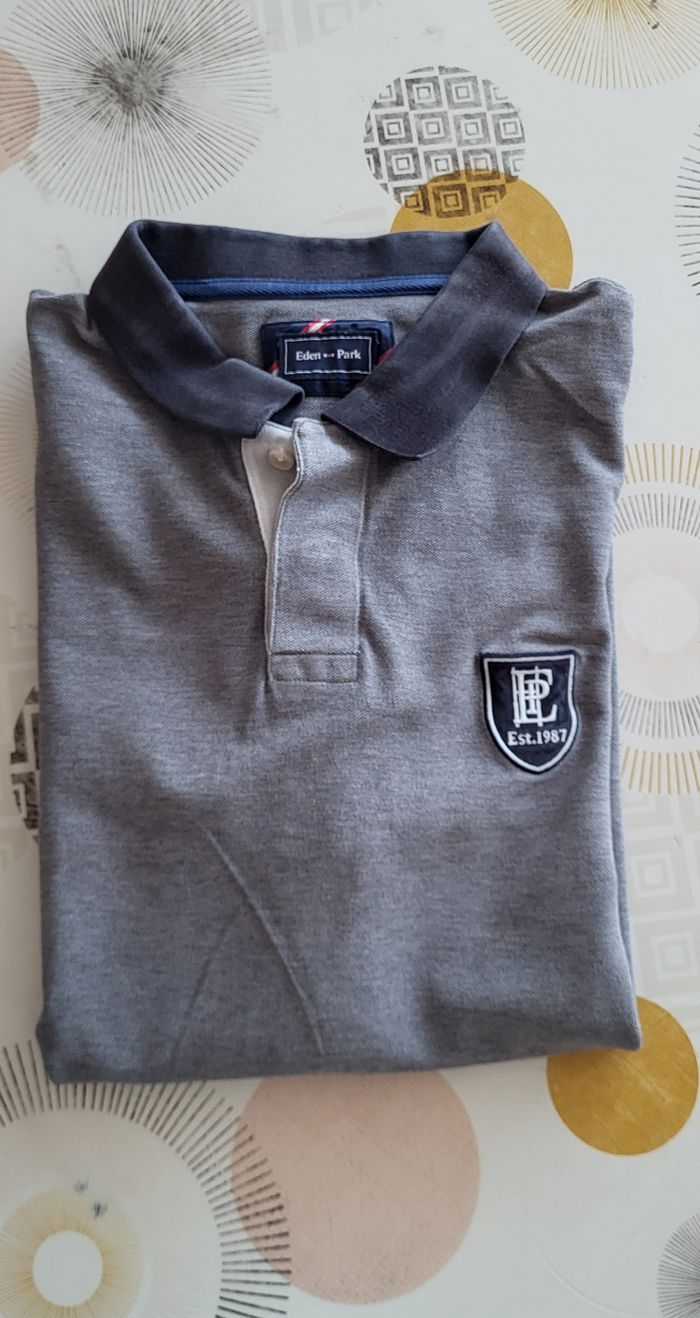 Eden Park Polo MC TXL -Coupe Droite-Marine&Gris en 100%Coton piqué en TBE - photo numéro 10