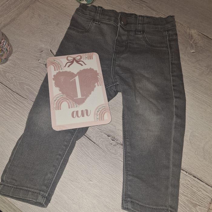 Jean bébé fille primark 9-12 mois gris