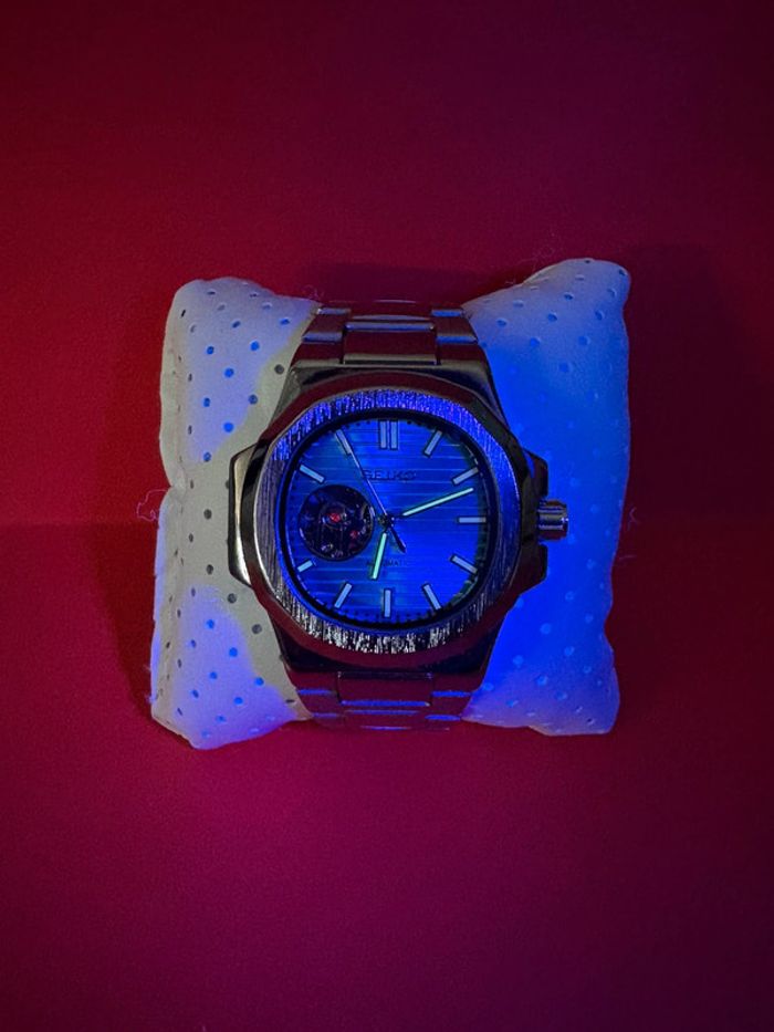Montre automatique style patek cadran seiko bleu azur - photo numéro 4