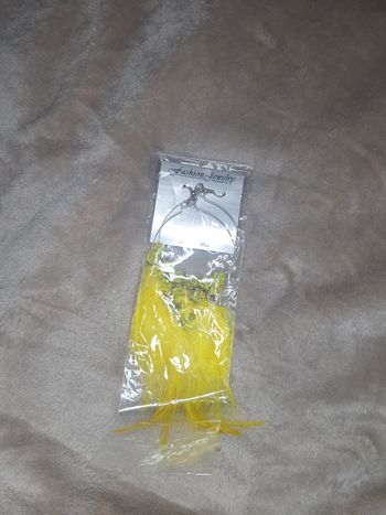 Boucles d'oreilles plumes jaune neuf 