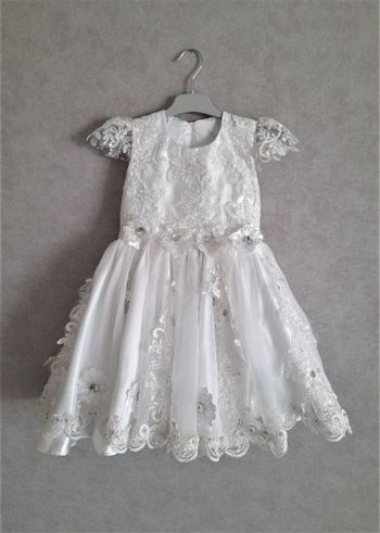 Robe de baptême / cérémonie en tulle fait main T. 4 ans