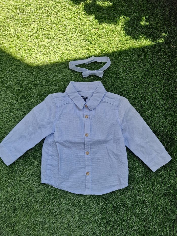 Chemise bleu-ciel avec un papillon garçon 9-12 mois - photo numéro 5