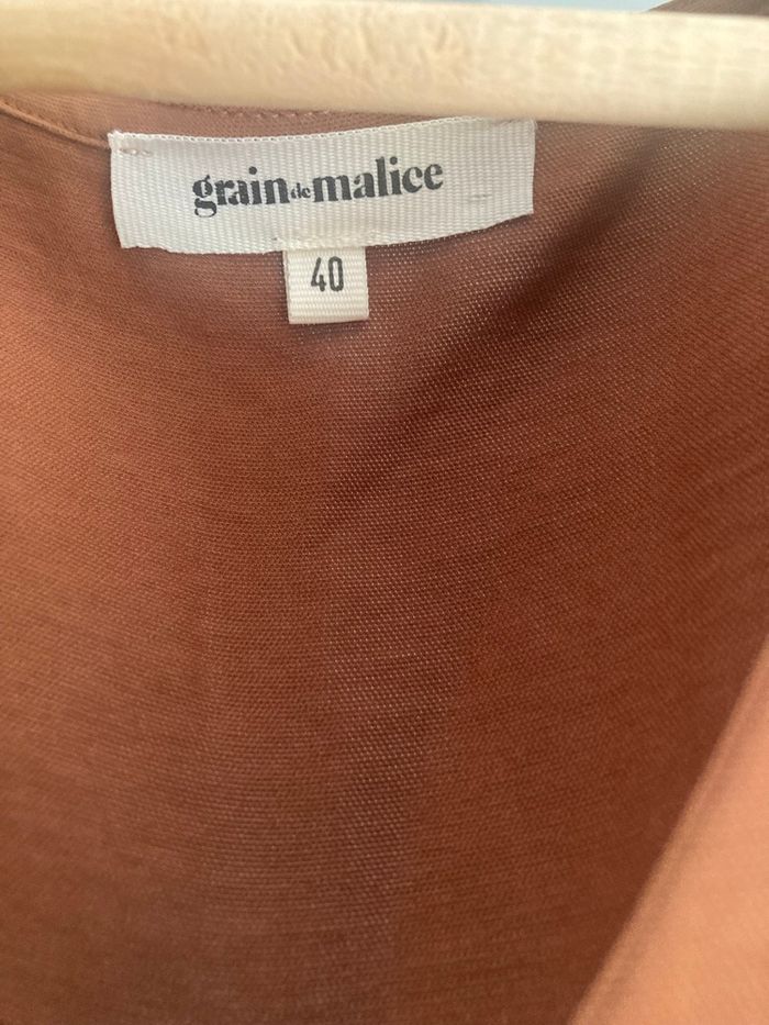 Robe satinée marron caramel mi-longue, T40, Grain de Malice - photo numéro 2