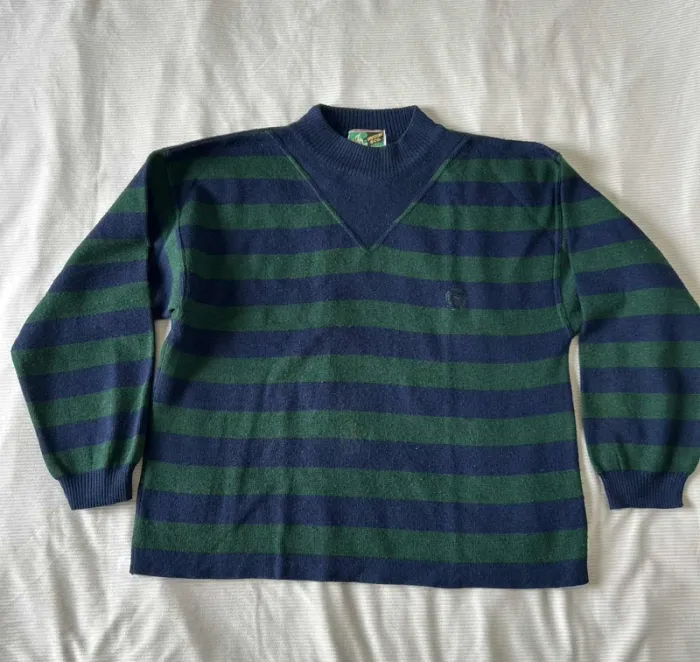 Pull homme bleu marine et vert – Tricker & Co – Taille M - photo numéro 2