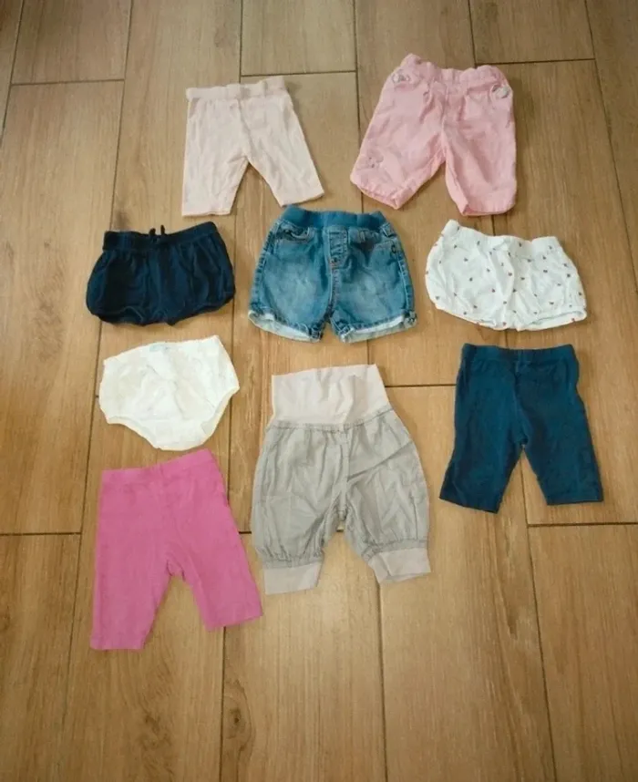 Lot de 9 shorts/pantacourts bébé fille 12 mois