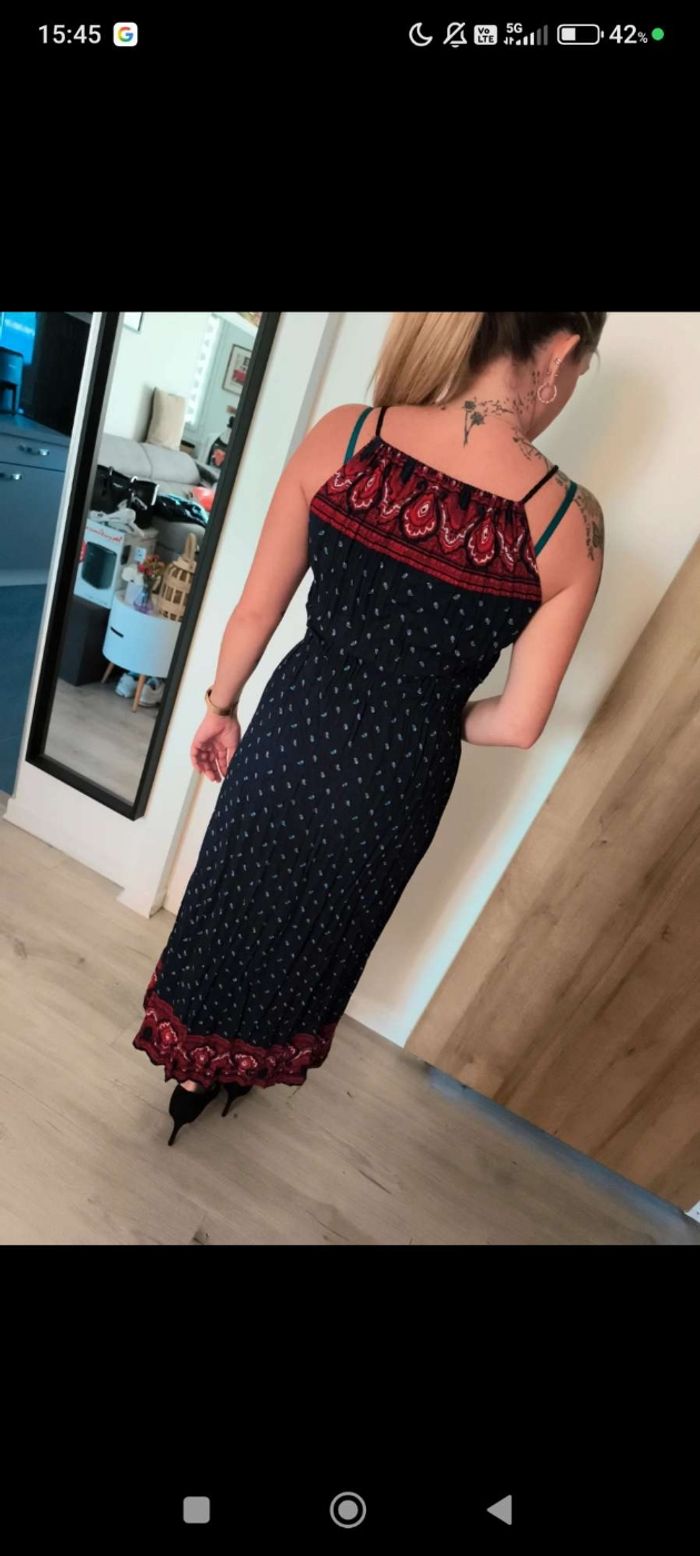 💙 Robe longue marine & rouge D&Z Fashion – Taille unique - photo numéro 5