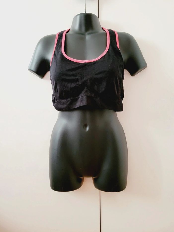 Haut sport brassière top Kaytan noir rose renforts poitrine taille L 40 activité yoga fitness - photo numéro 4